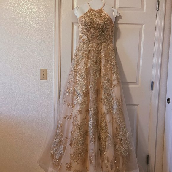 Brand New Galina Signature Gold A-Line Wedding Dress Size 4